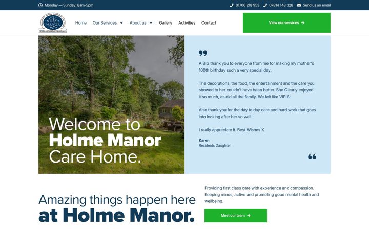 Screenshot of holmemanor.co.uk