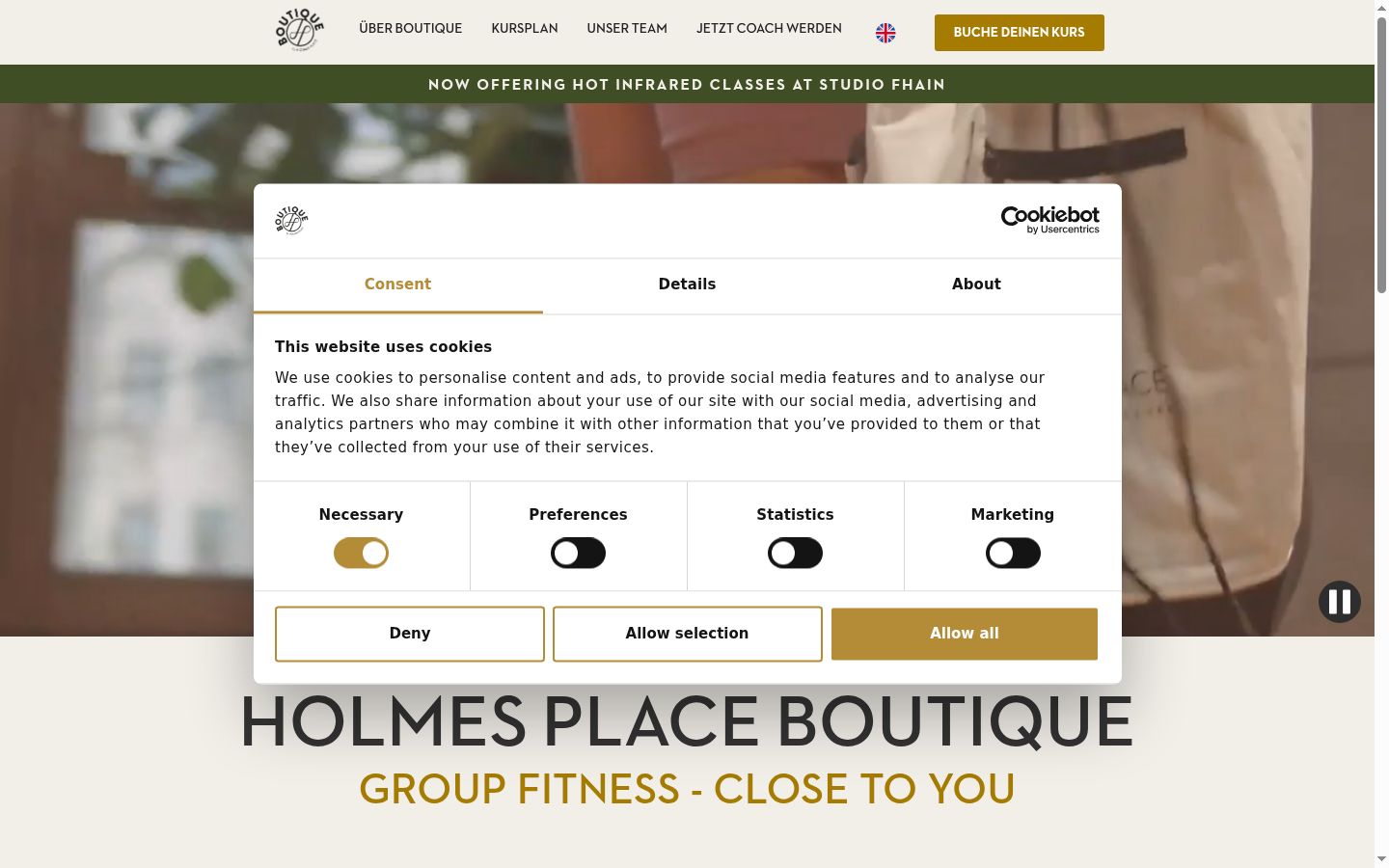 Screenshot of the consent banner shown before any interaction