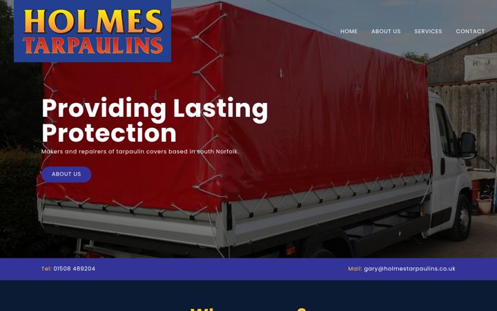 Screenshot of holmestarpaulins.co.uk
