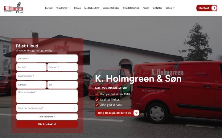 Screenshot of holmgreen-vvs.dk