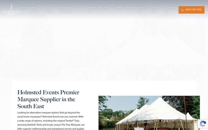 Screenshot of holmstedevents.co.uk