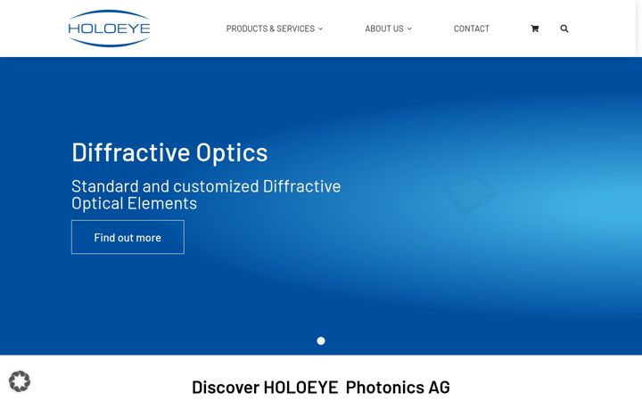 Screenshot of holoeye.com