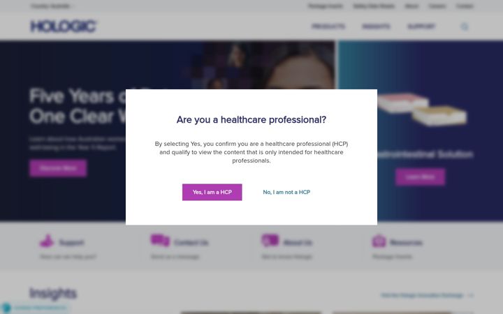 Screenshot of hologic.com.au