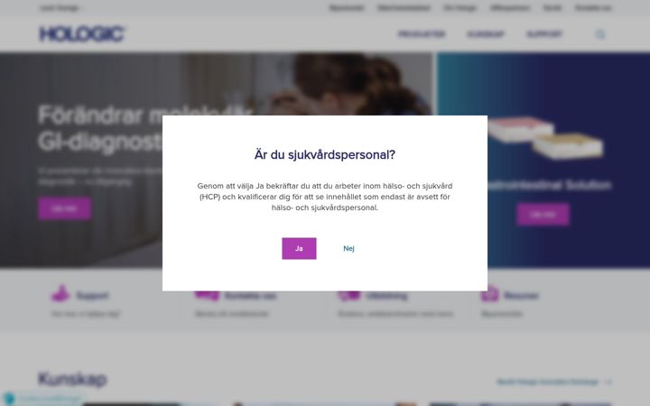 Screenshot of hologic.se