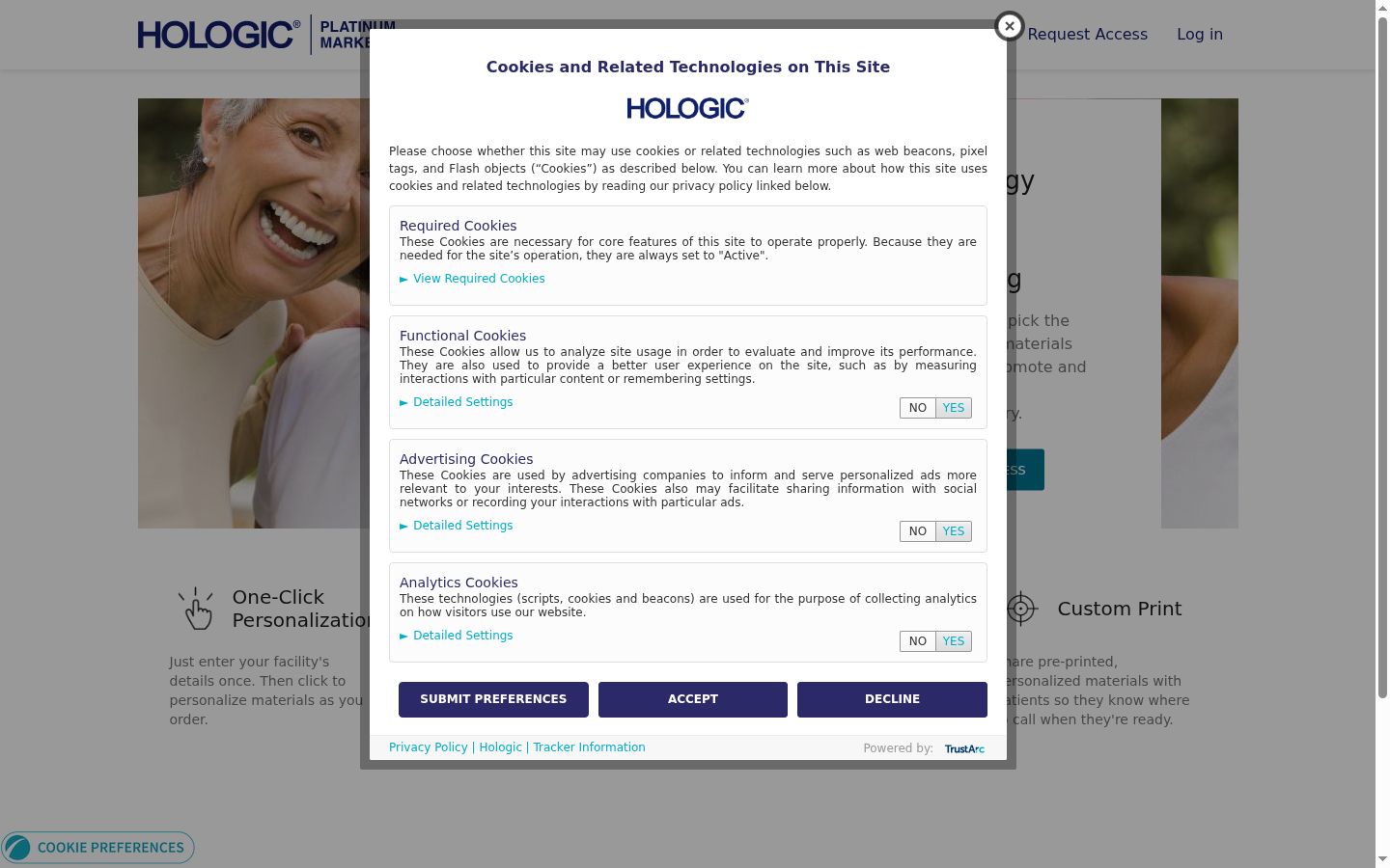 Screenshot of the consent banner shown before any interaction