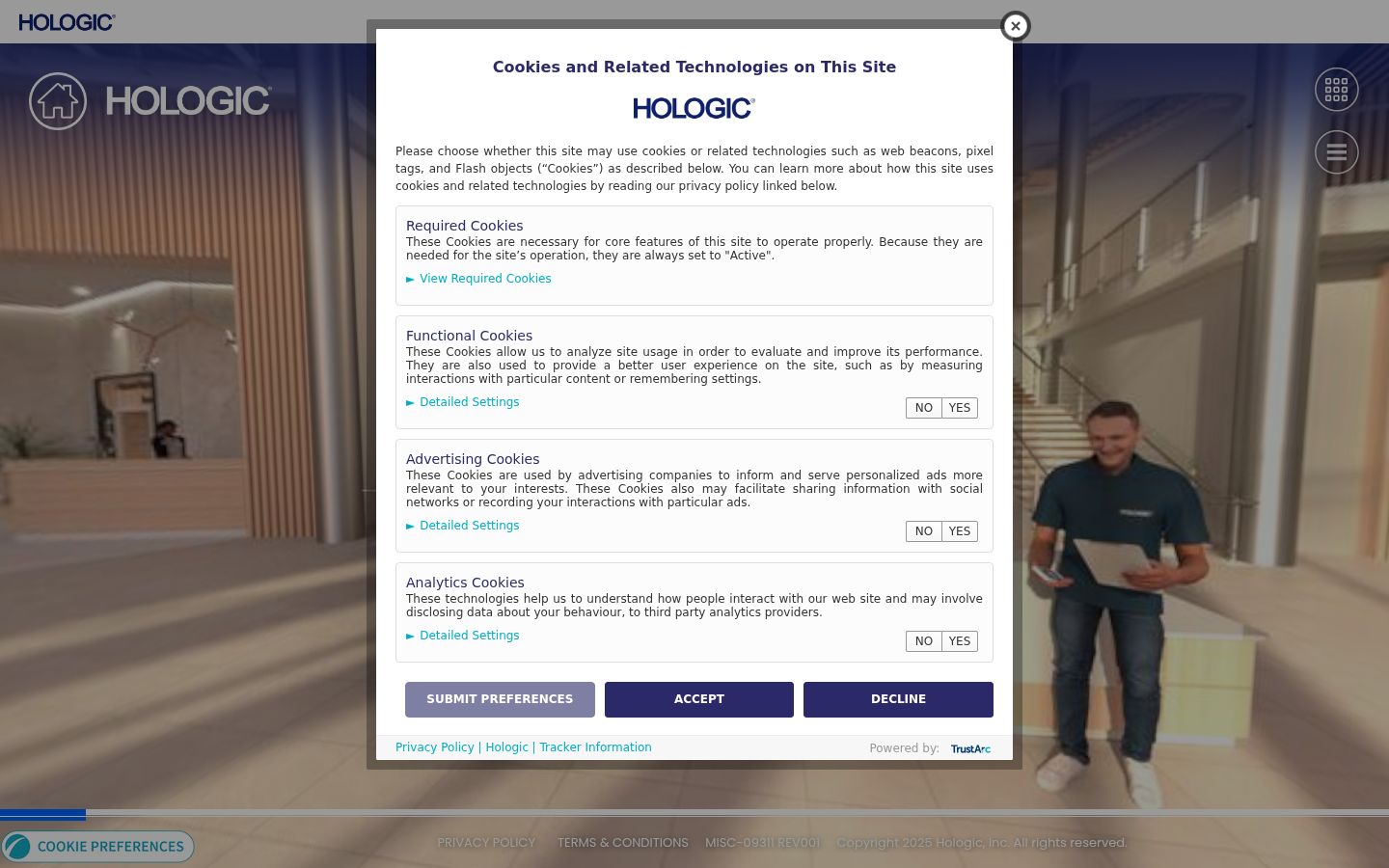 Screenshot of the consent banner shown before any interaction