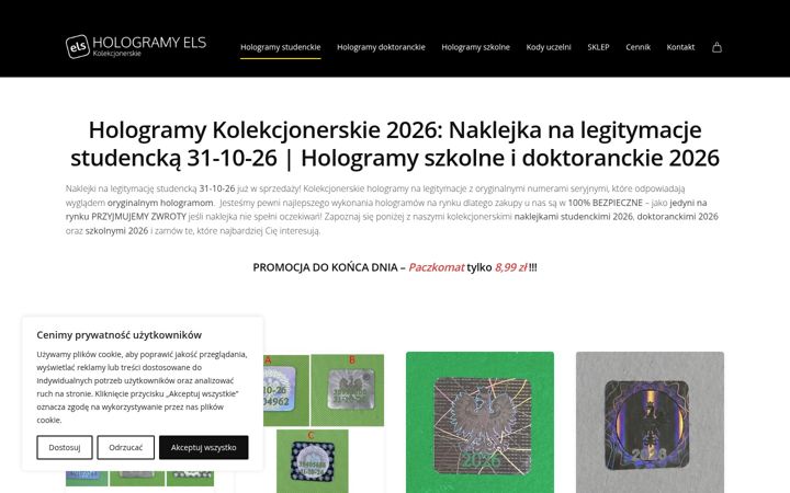 Screenshot of hologramykolekcjonerskie24.com