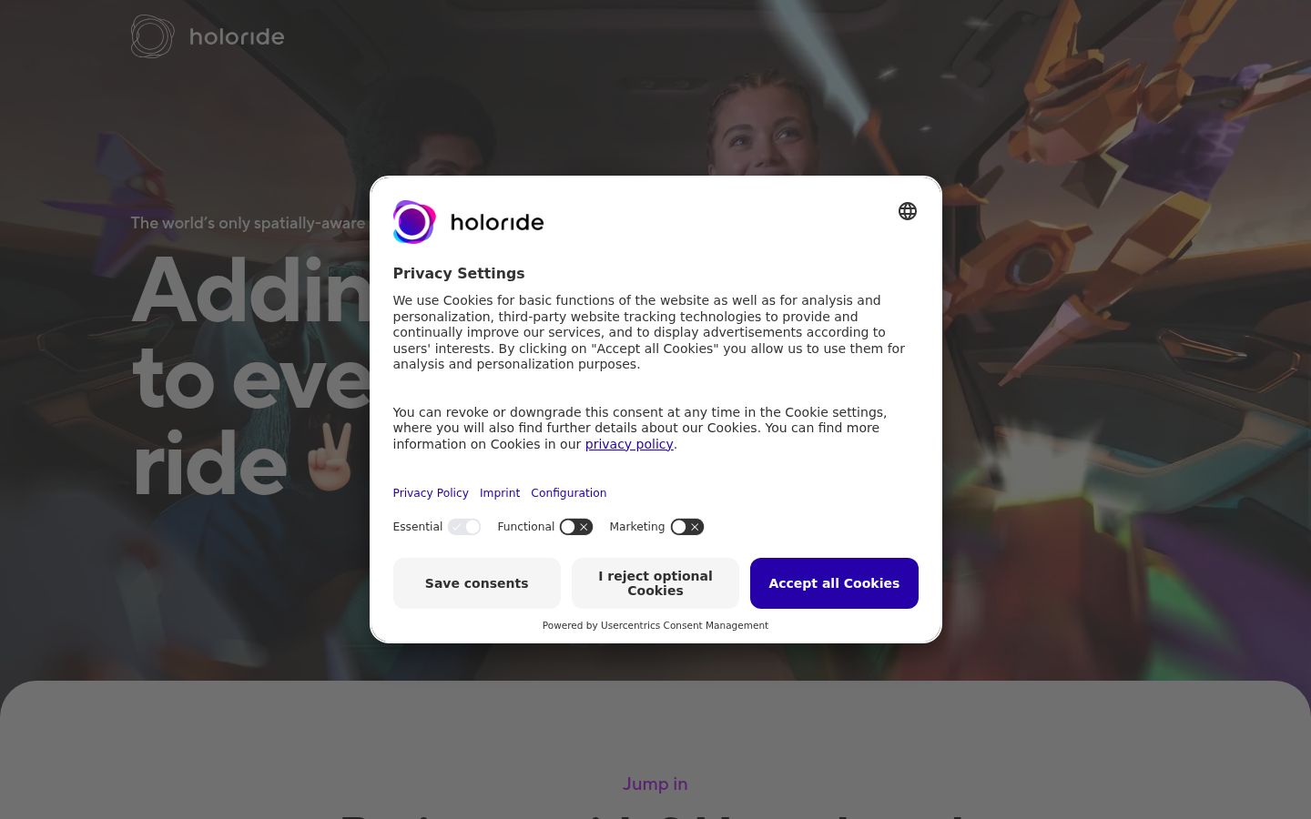 Screenshot of the consent banner shown before any interaction