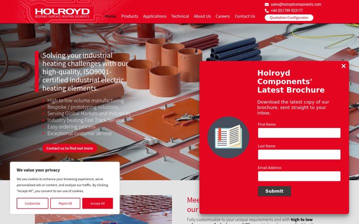 Screenshot of holroydcomponents.com