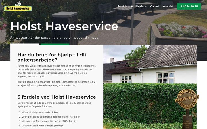Screenshot di holsthaveservice.dk