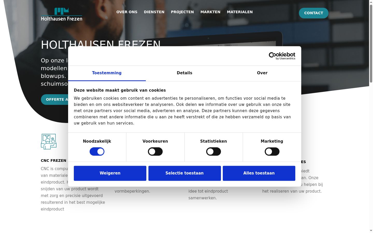 Skärmbild av samtyckesbannern som visades före någon interaktion