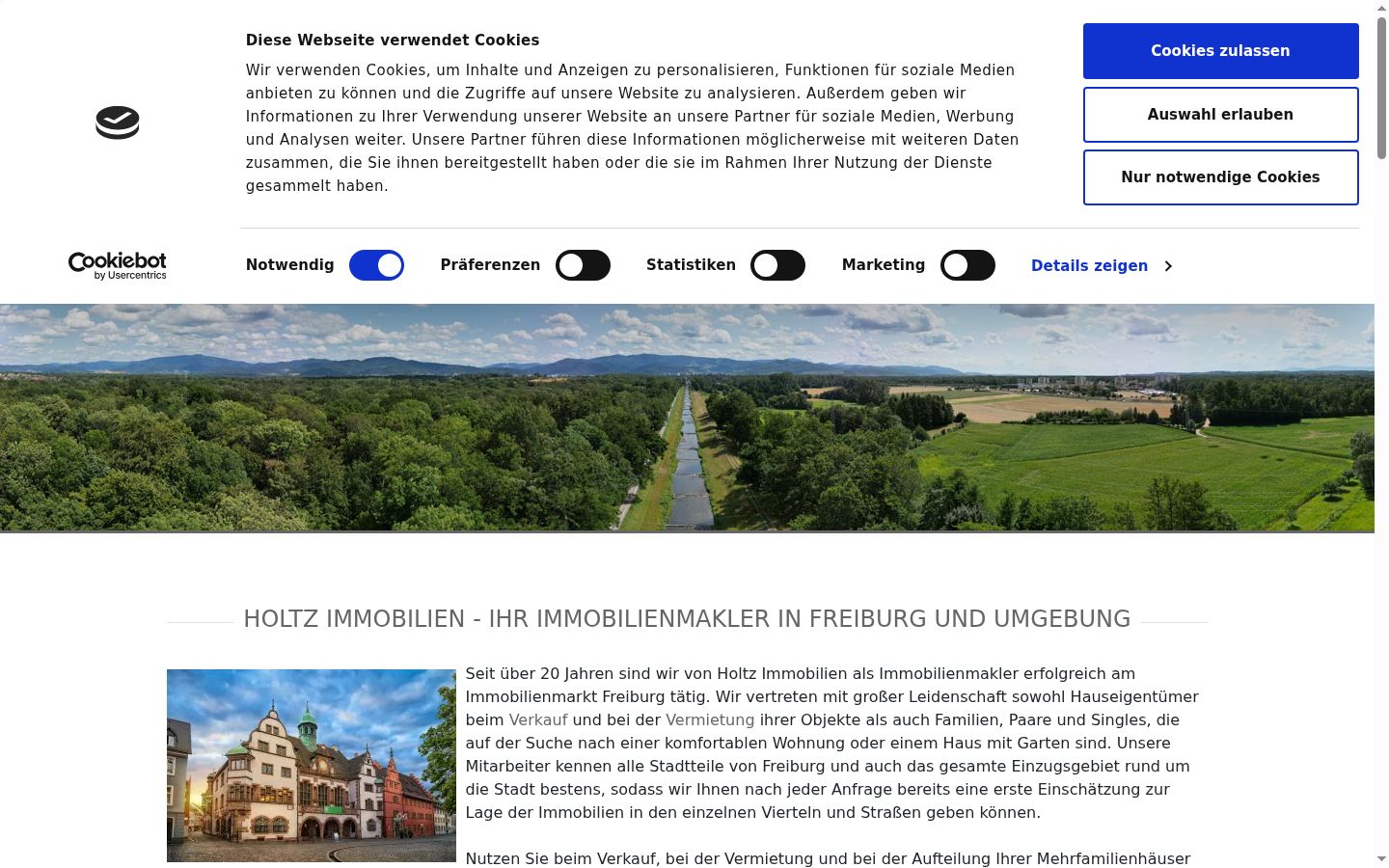 Screenshot des Einwilligungsbanners vor jeglicher Interaktion