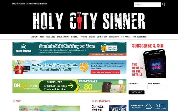 Screenshot of holycitysinner.com