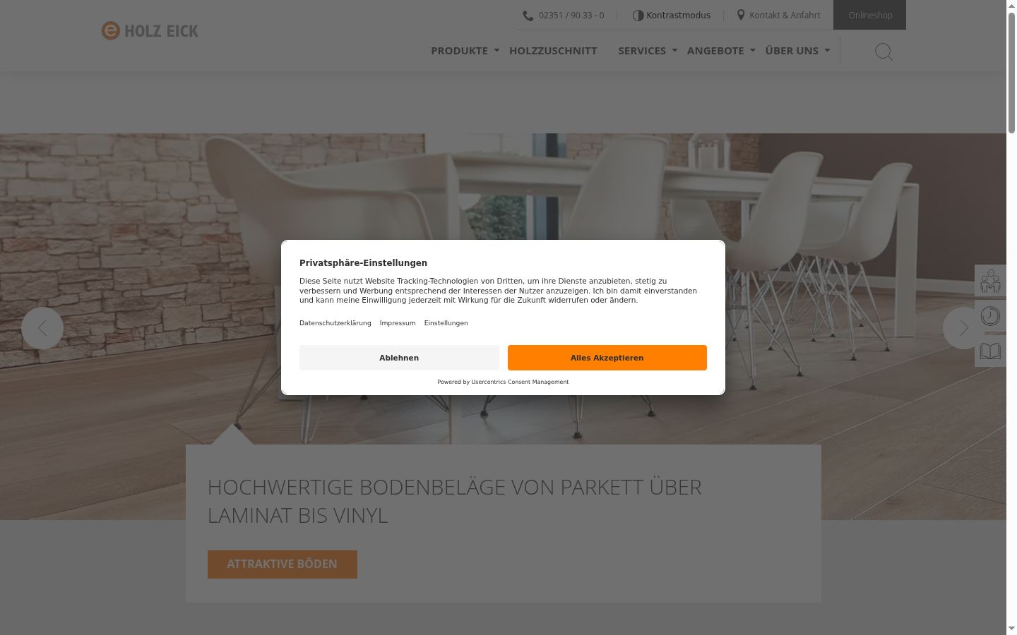 Screenshot of the consent banner shown before any interaction
