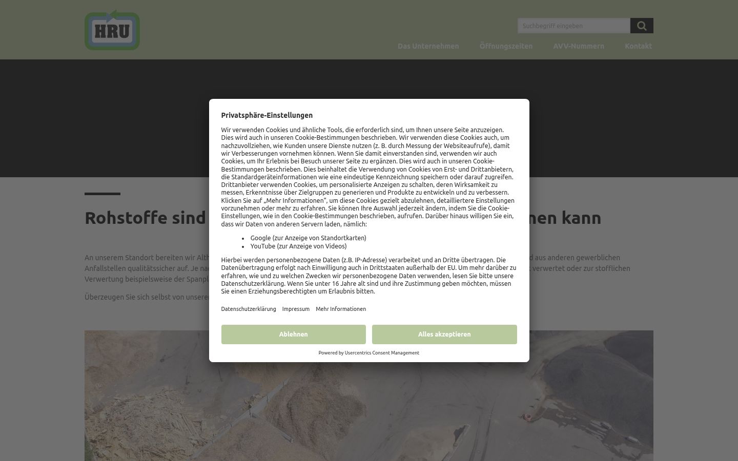 Snimka zaslona bannera za privolu prikazanog prije bilo kakve interakcije