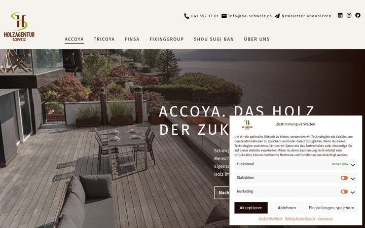 Screenshot of holzagenturschweiz.ch