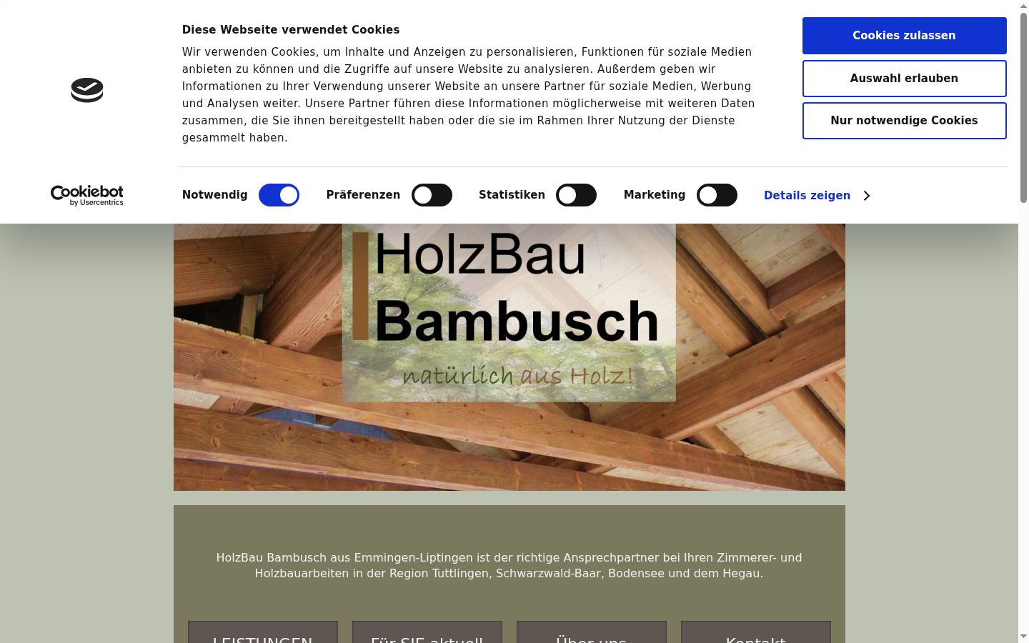 Screenshot des Einwilligungsbanners vor jeglicher Interaktion