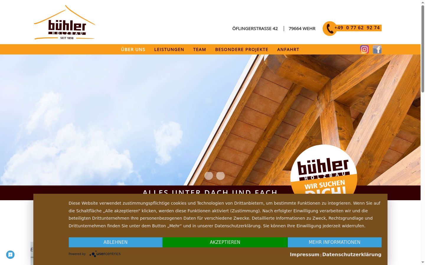 Screenshot of the consent banner shown before any interaction