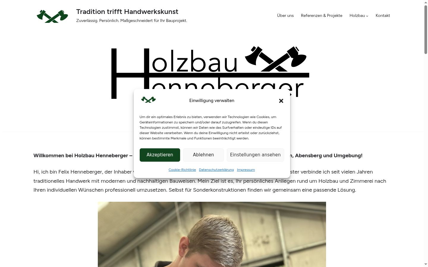 Skärmbild av samtyckesbannern som visades före någon interaktion