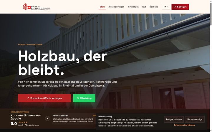 Screenshot of holzbau-ostschweiz.ch
