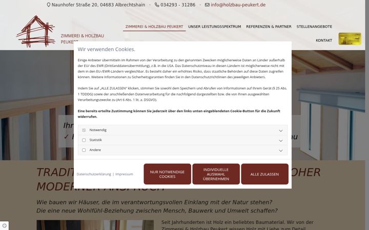 Screenshot of holzbau-peukert.de