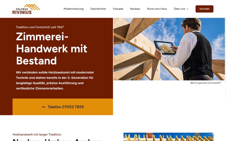 Screenshot of holzbau-rivinius.de