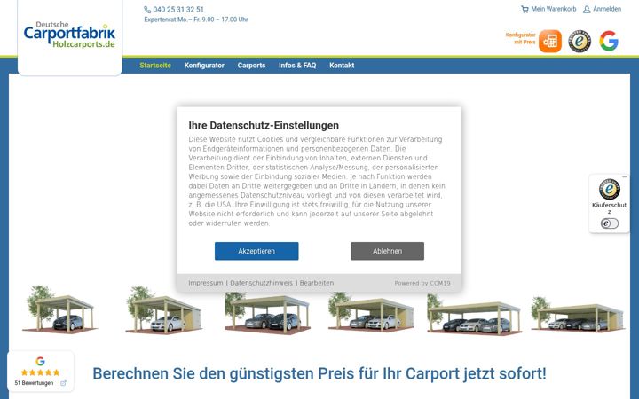 Screenshot of holzcarports.de