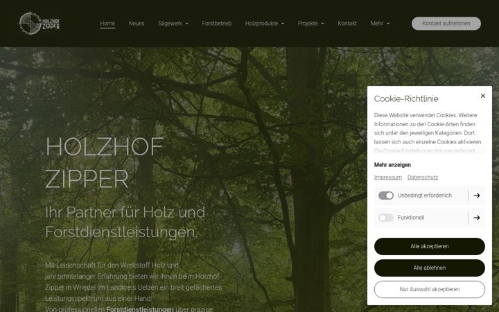 Screenshot of holzhofzipper.de