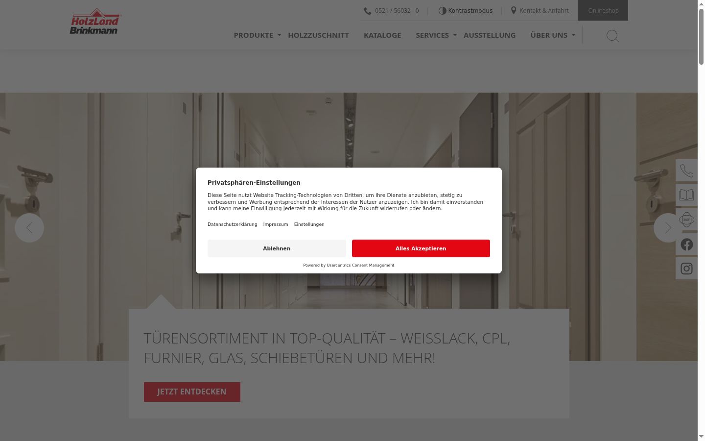 Screenshot of the consent banner shown before any interaction