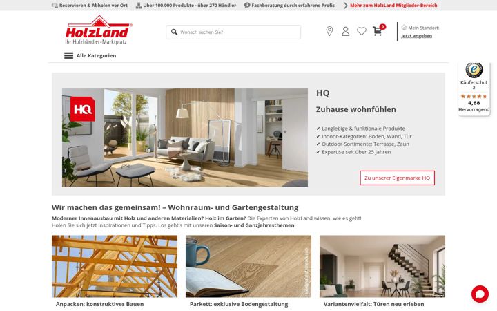 Screenshot του holzland.de