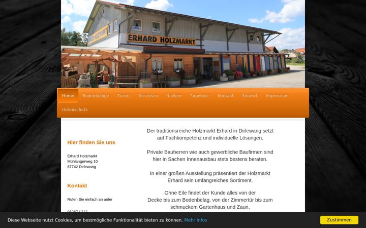 Screenshot of holzmarkt-erhard.de