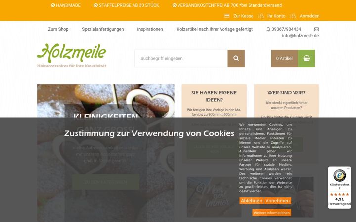 Screenshot of holzmeile.de