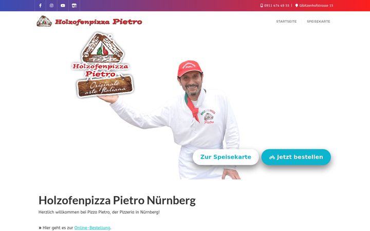 Screenshot of holzofenpizzapietro.de