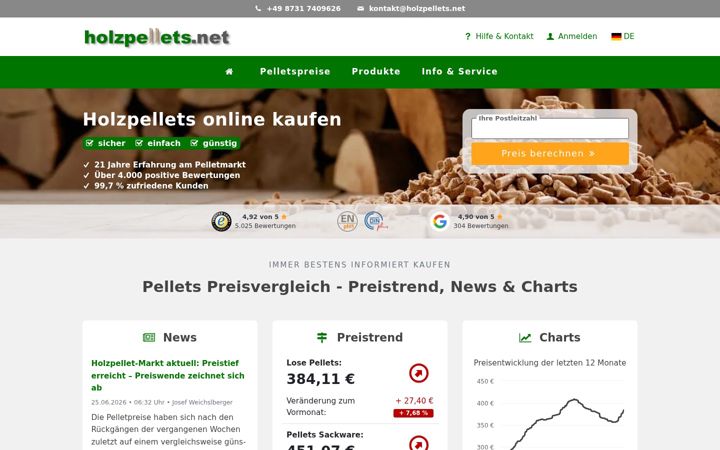 Screenshot of holzpellets.net