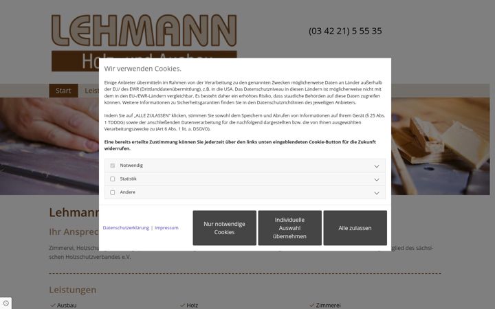 Screenshot of holzundausbau-lehmann.de