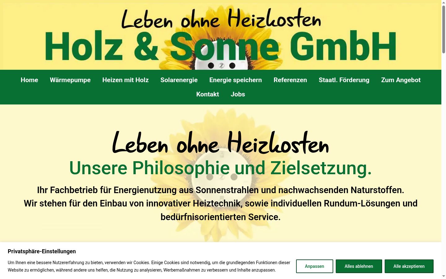 Screenshot des Einwilligungsbanners vor jeglicher Interaktion