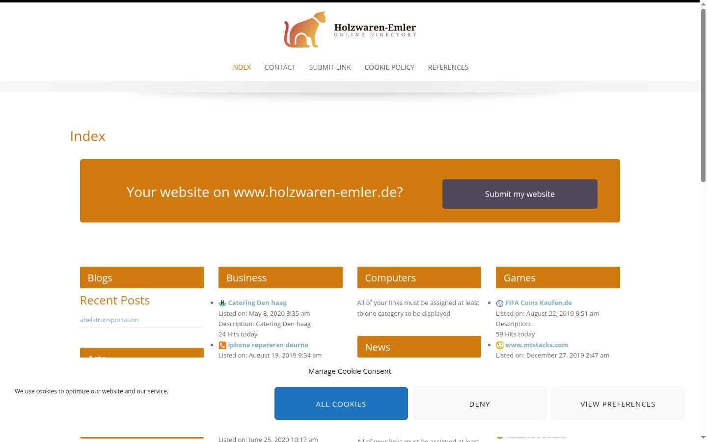 Screenshot des Einwilligungsbanners vor jeglicher Interaktion
