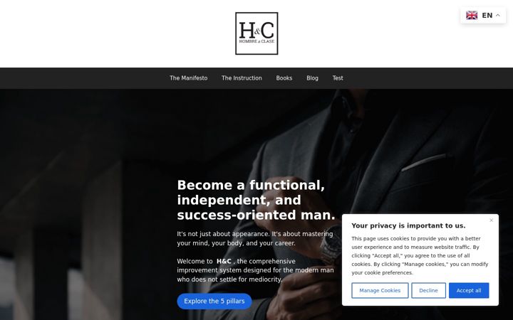Screenshot of hombreyclase.com