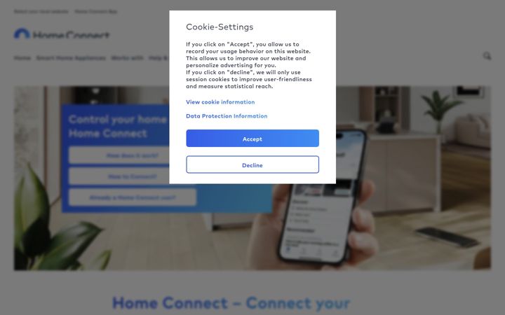 Captura de pantalla de home-connect.com