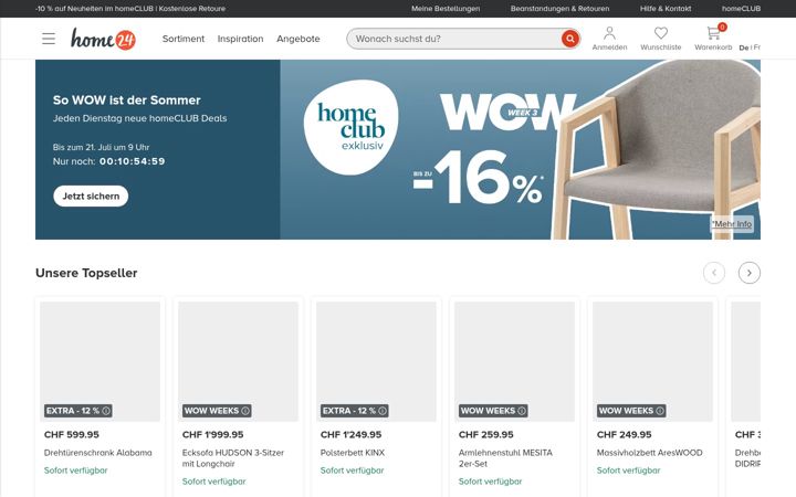 Screenshot of home24.ch