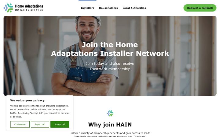 Screenshot of homeadaptations.co.uk