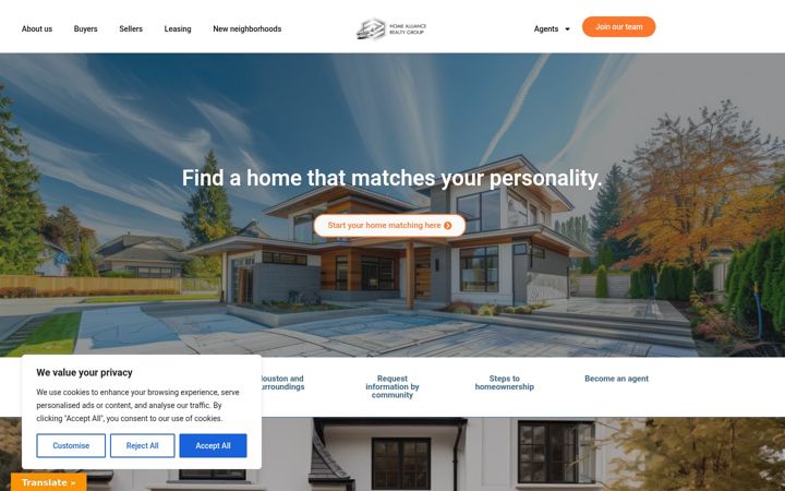 Screenshot of homealliancerealtygroup.com