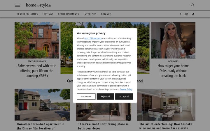 Screenshot of homeandstyle.ie