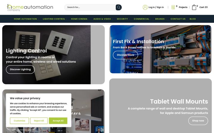 Screenshot of homeautomationcompany.co.uk