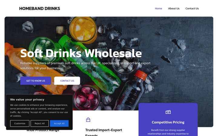 Screenshot of homebanddrinks.co.uk