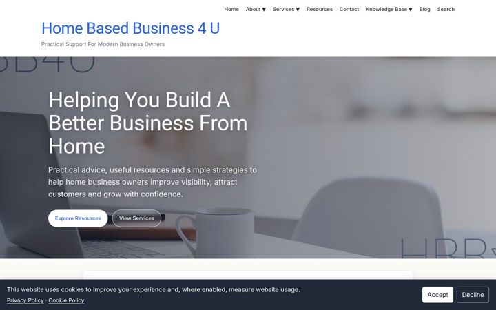 Screenshot of homebasedbusiness4u.co.uk