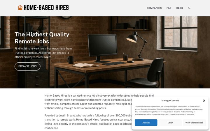 Screenshot of homebasedhires.com