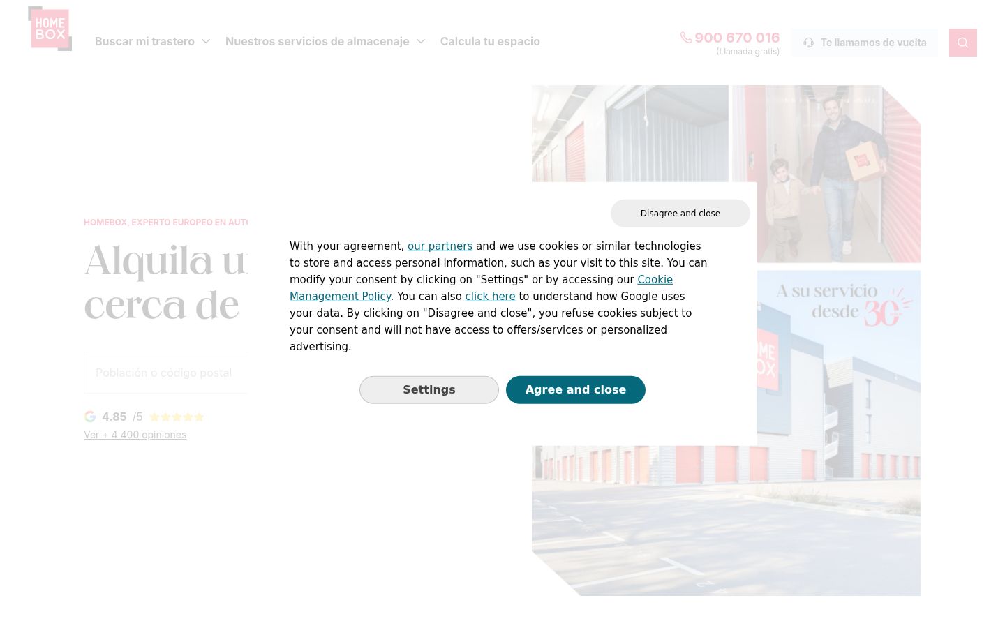 Screenshot del banner di consenso mostrato prima di qualsiasi interazione