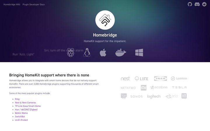 Snimka zaslona za homebridge.io