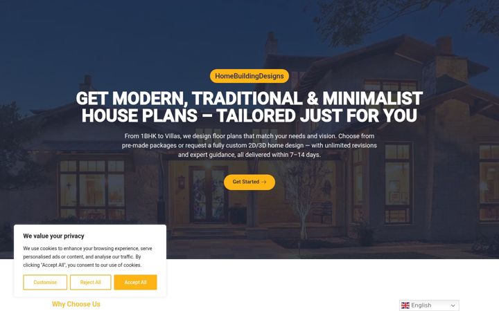 Screenshot of homebuildingdesigns.com